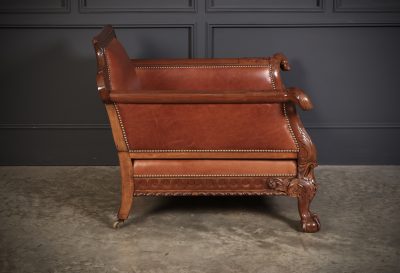 Pair of Carved Mahogany & Leather Library Armchairs - Image 14