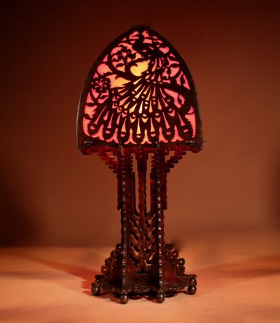 Amsterdam School 1900-20 A Very Impressive And Stylish Fretwork Wooden Table Lamp. - Image 2