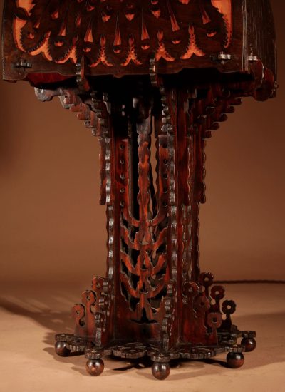 Amsterdam School 1900-20 A Very Impressive And Stylish Fretwork Wooden Table Lamp. - Image 5