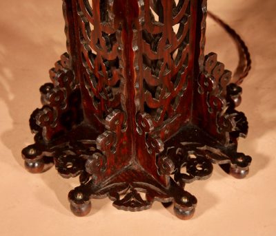 Amsterdam School 1900-20 A Very Impressive And Stylish Fretwork Wooden Table Lamp. - Image 8