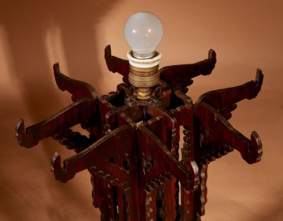 Amsterdam School 1900-20 A Very Impressive And Stylish Fretwork Wooden Table Lamp. - Image 14