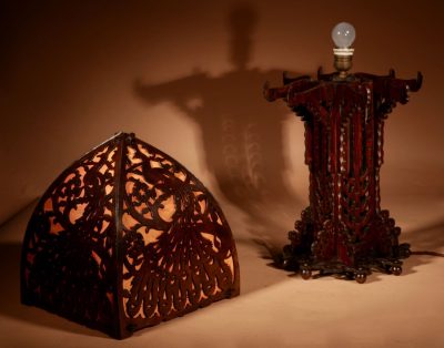 Amsterdam School 1900-20 A Very Impressive And Stylish Fretwork Wooden Table Lamp. - Image 15