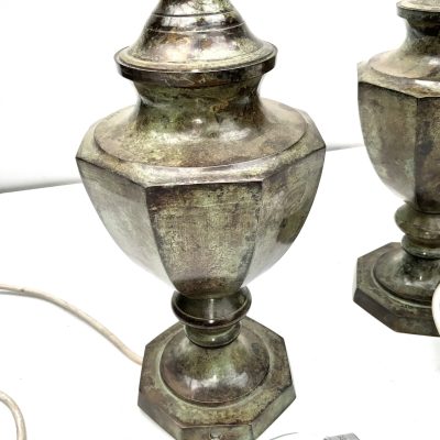 PAIR OF BRONZE GREEN MARBLE EFFECT  TABLE LAMPS - Image 3