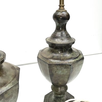 PAIR OF BRONZE GREEN MARBLE EFFECT  TABLE LAMPS - Image 7