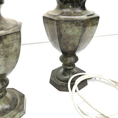 PAIR OF BRONZE GREEN MARBLE EFFECT  TABLE LAMPS - Image 8