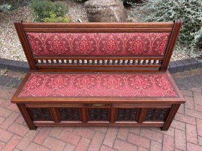 Gillows & Co Arts & Crafts Walnut Hall Settle - Image 2