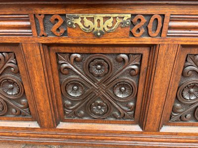 Gillows & Co Arts & Crafts Walnut Hall Settle - Image 3