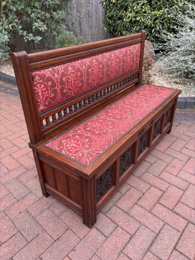Gillows & Co Arts & Crafts Walnut Hall Settle - Image 7