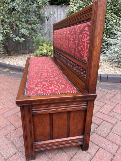 Gillows & Co Arts & Crafts Walnut Hall Settle - Image 9