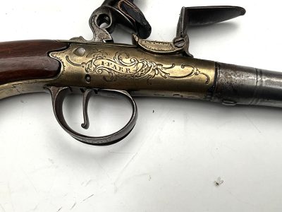 An 18th Century Flintlock Queen Anne-type Greatcoat Pistol by I Parr, London. - Image 2
