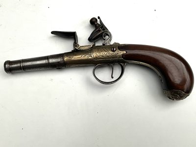An 18th Century Flintlock Queen Anne-type Greatcoat Pistol by I Parr, London. - Image 10