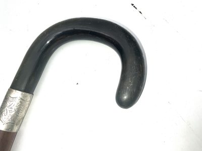 Gentleman’s walking stick sword stick with horn handle & silver collar - Image 4