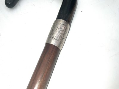 Gentleman’s walking stick sword stick with horn handle & silver collar - Image 11