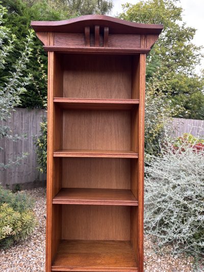 Arts & Crafts Tall Narrow Oak Bookcase - Image 6