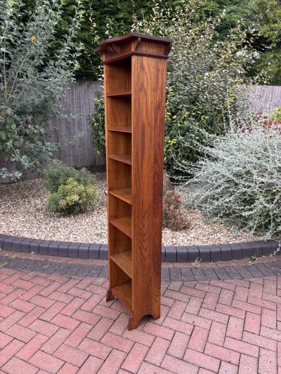 Arts & Crafts Tall Narrow Oak Bookcase - Image 2