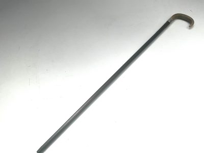 Horn handled Gentleman’s walking stick sword stick with silver collar - Image 2