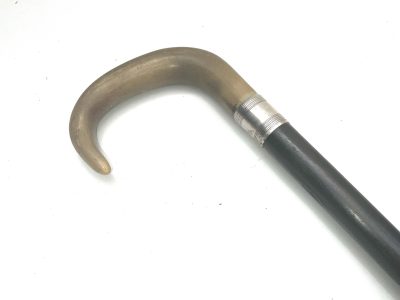 Horn handled Gentleman’s walking stick sword stick with silver collar - Image 8