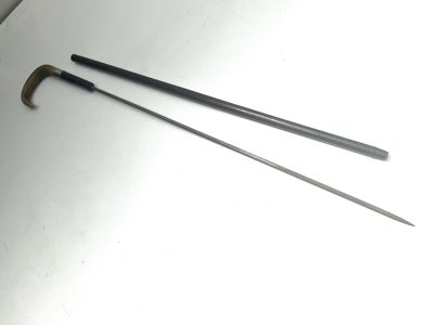 Horn handled Gentleman’s walking stick sword stick with silver collar - Image 12