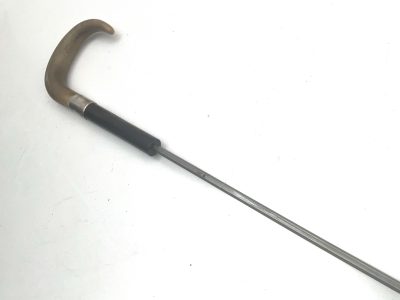 Horn handled Gentleman’s walking stick sword stick with silver collar - Image 19