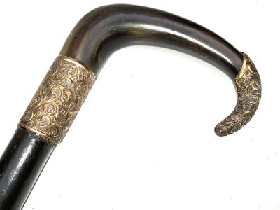 Gentleman's Horn  with 18ct Gold plate handle  & ebonised stick sword stick - Image 6