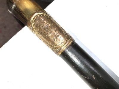 Gentleman's Horn  with 18ct Gold plate handle  & ebonised stick sword stick - Image 8