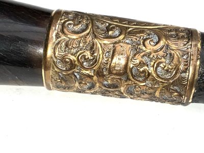 Gentleman's Horn  with 18ct Gold plate handle  & ebonised stick sword stick - Image 9