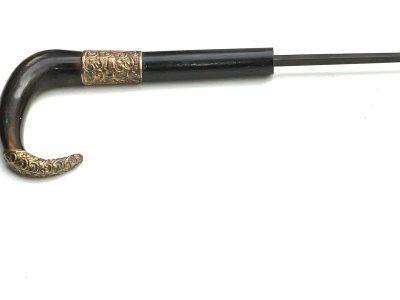 Gentleman's Horn  with 18ct Gold plate handle  & ebonised stick sword stick - Image 10