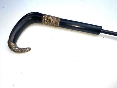 Gentleman's Horn  with 18ct Gold plate handle  & ebonised stick sword stick - Image 19