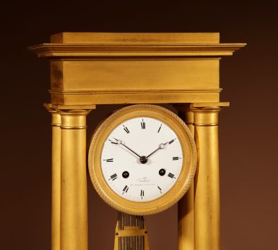 Interesting French Charles X Very Fine Original Gilded Portico Clock Circa 1830. - Image 2