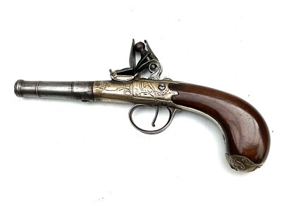 An 18th Century Flintlock Queen Anne-type Greatcoat Pistol by I Parr, London. - Image 15