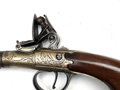 An 18th Century Flintlock Queen Anne-type Greatcoat Pistol by I Parr, London. - Image 2