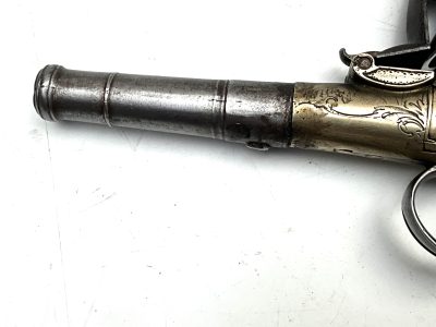 An 18th Century Flintlock Queen Anne-type Greatcoat Pistol by I Parr, London. - Image 4