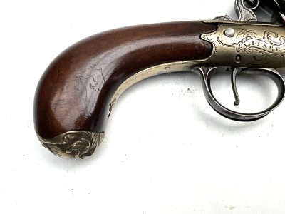 An 18th Century Flintlock Queen Anne-type Greatcoat Pistol by I Parr, London. - Image 7