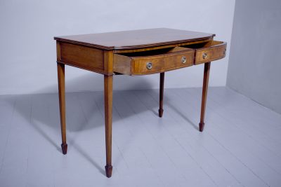 A George III style mahogany and inlaid bow fronted side table - Image 4