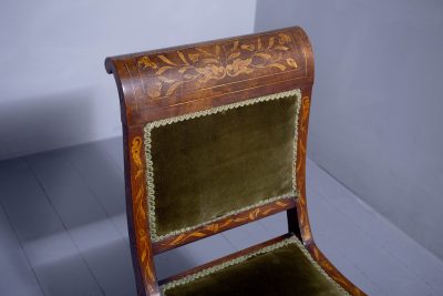 Pair of Dutch Marquetry Inlaid Walnut Side Chairs - Image 2