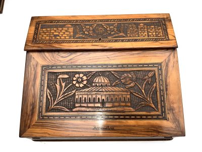 TEMPLE MOUNT CARVED OLIVE WOOD WRITING SLOPE - Image 15