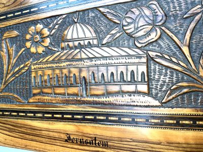 TEMPLE MOUNT CARVED OLIVE WOOD WRITING SLOPE - Image 2