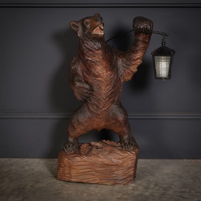 Carved Wood Black Forest Bear Lamp - Image 3