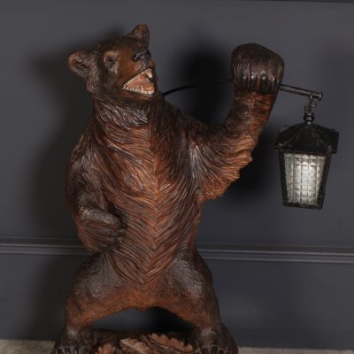 Carved Wood Black Forest Bear Lamp - Image 4