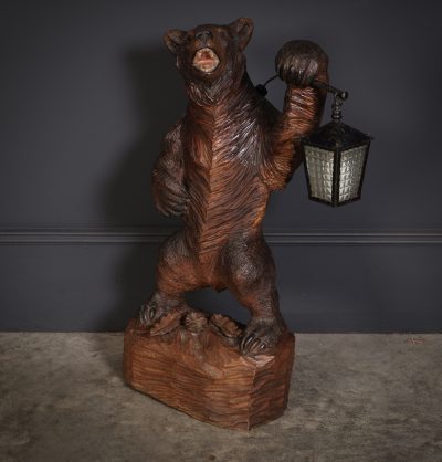 Carved Wood Black Forest Bear Lamp - Image 5
