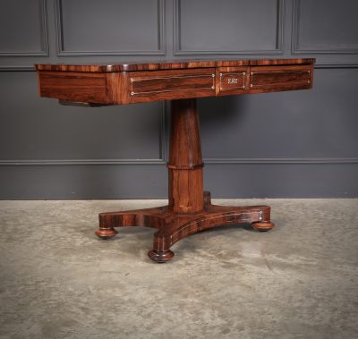 Brass Inlaid Rosewood Library Table - Image 3