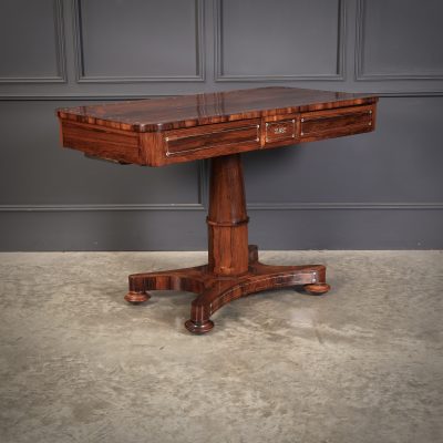 Brass Inlaid Rosewood Library Table - Image 4