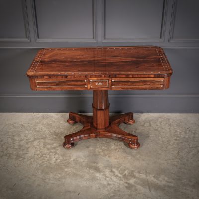 Brass Inlaid Rosewood Library Table - Image 5