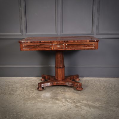 Brass Inlaid Rosewood Library Table - Image 6