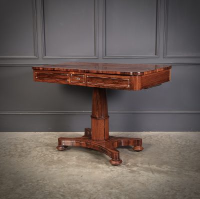 Brass Inlaid Rosewood Library Table - Image 9