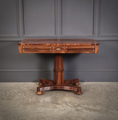 Brass Inlaid Rosewood Library Table - Image 14