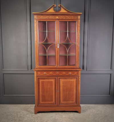 Marquetry Inlaid Mahogany Glazed Cabinet - Image 2