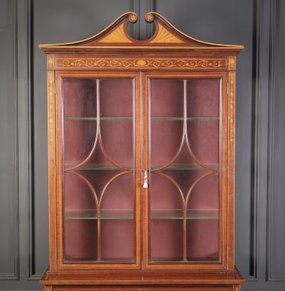 Marquetry Inlaid Mahogany Glazed Cabinet - Image 4