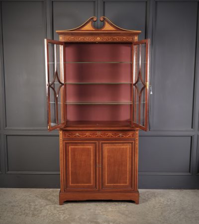Marquetry Inlaid Mahogany Glazed Cabinet - Image 6