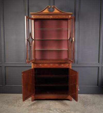 Marquetry Inlaid Mahogany Glazed Cabinet - Image 7